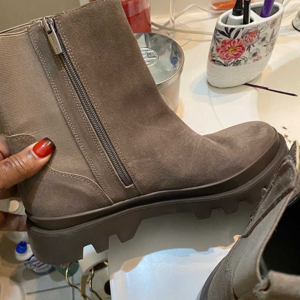 Beige Suede Boots